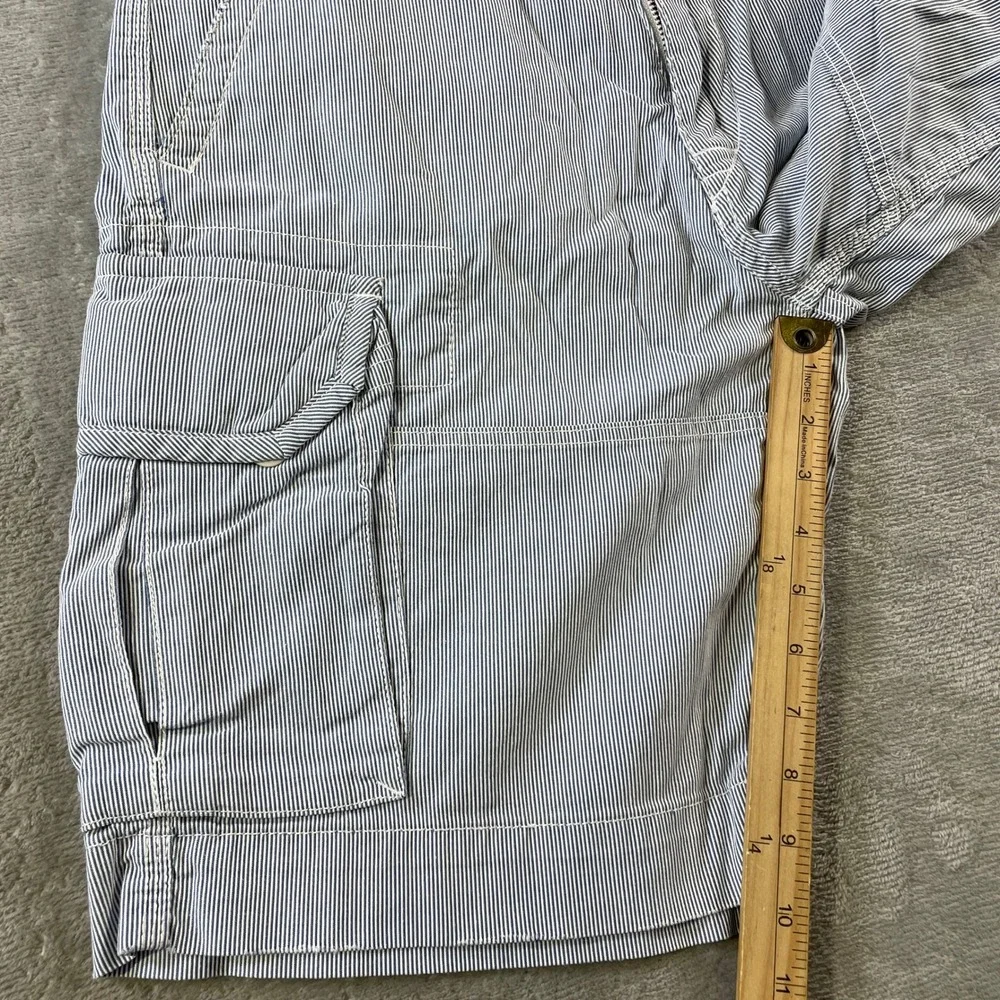 Polo Ralph Lauren Cargo Shorts Mens 30 Blue Coastal Beach Seersucker Hickory